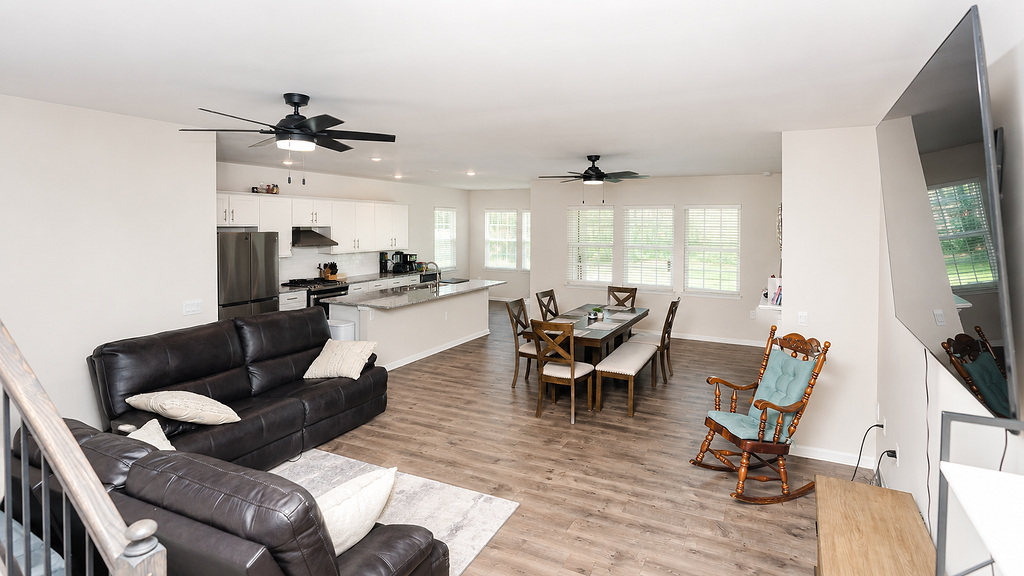Living room view across the open-concept main level